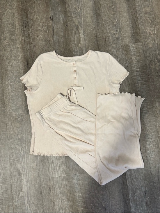 Daydreamer Other - Daydreamer Pale Pink Ribbed Short Sleeve Pajama Set